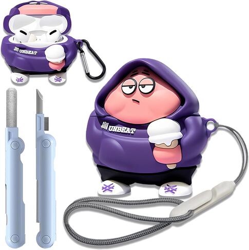 Compatible with AirPods 4th Generation Case (2024) – Cute 3D Cartoon Silicone Cover with Keychain, Cleaning Kit | Funny Kawaii Anime Design for Girls, Boys, Women in Kuwait