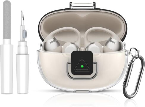 for SHOKZ OpenDots 2 Case with Lock Clip, Clear Case for SHOKZ Open Dots ONE & Two Earbuds Accessories, Scratch Shock Resistant Protective Cover with Keychain & Cleaner Kit (Clear) in Kuwait