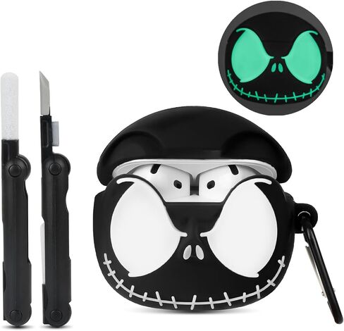 CCXNAS for AirPods 4 Case Cover with Cleaner kit, Glow in The Dark, Black in Kuwait