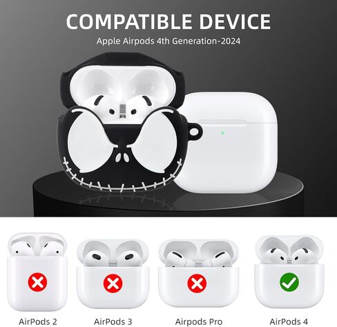 CCXNAS for AirPods 4 Case Cover with Cleaner kit, Glow in The Dark, Black in Kuwait