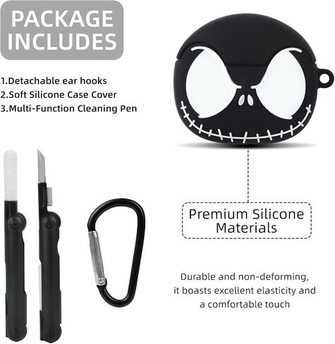 CCXNAS for AirPods 4 Case Cover with Cleaner kit, Glow in The Dark, Black in Kuwait