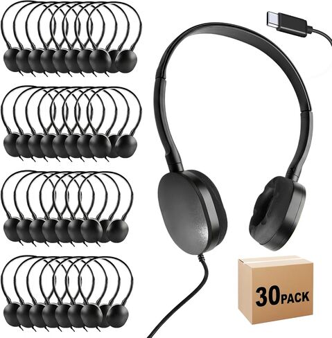 USB-C Headphones Bulk 30 Pack, Black in Saudi Arabia