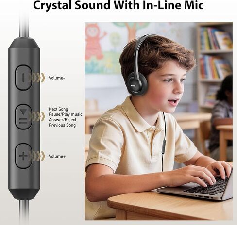 Wired On-Ear Headphones USB C Lightweight Portable with Microphone in Kuwait