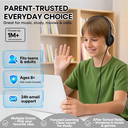 USB Type C Kids Headphones Bulk 20 Pack for Classroom School, Wired On-Ear USB C Headset for Students Teens Children, Compatible with Cellphone Tablet Laptop PC Online Class Travel (HY857C, 20 Black) in Kuwait