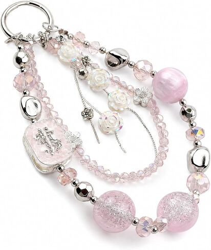 Bloomish Phone Charm, Crystal & Rhinestone Bow Beads Strap - Wristlet Lanyard for Women, Sparkly Bling Cellphone Chain, Purse, or Keys Elegant Accessory & Gift in Kuwait