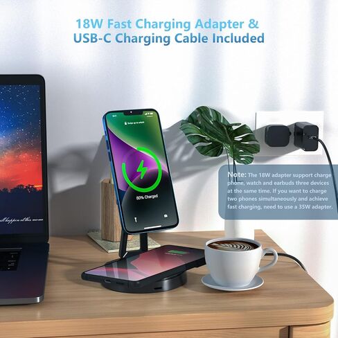 Wireless Charger for Samsung | 3-in-1 Charging Station for Samsung Galaxy S25/S24/S23/S22 & Watch 7/6/5/Buds | MagSafe Charger for iPhone 16/15/14/13/12 | Compatible with Apple AirPods in Kuwait