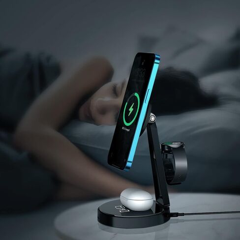 Wireless Charger for Samsung | 3-in-1 Charging Station for Samsung Galaxy S25/S24/S23/S22 & Watch 7/6/5/Buds | MagSafe Charger for iPhone 16/15/14/13/12 | Compatible with Apple AirPods in Kuwait