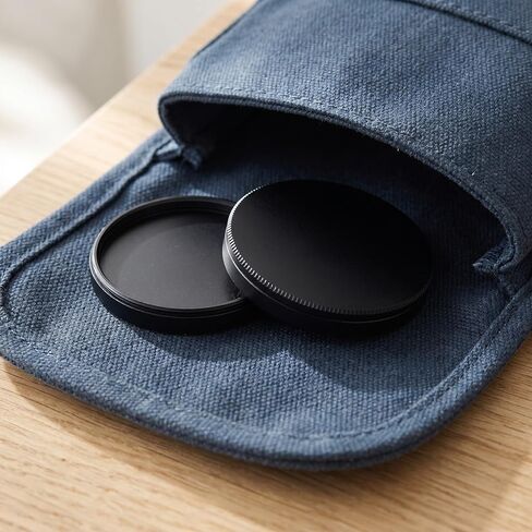 1 Pair 43mm Camera Lens Filter Cap Protective Case, Portable Wear-resistant Aluminum Alloy Cover with Lid for Photoshot and Travel Use in Kuwait