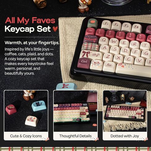 KiiBOOM Keycap Set - All My Faves, 133 Keys, MOA Profile, PBT Keycaps in Kuwait