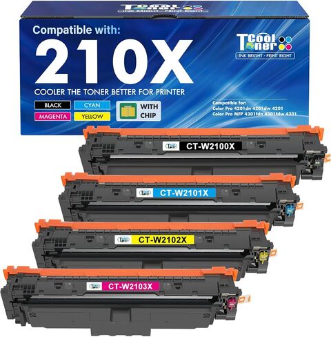 210X Toner Cartridges 4 Pack for HP 210A 210 4301fdw 4301 W2100X High Yield in Kuwait