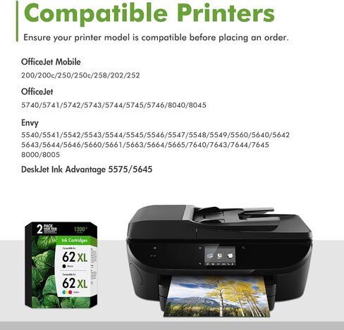 62XL Ink Cartridges Black and Color Combo Pack for HP 62 Envy 7640 5660 Ink in Kuwait