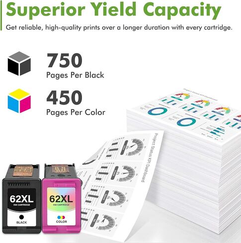 62XL Ink Cartridges Black and Color Combo Pack for HP 62 Envy 7640 5660 Ink in Kuwait