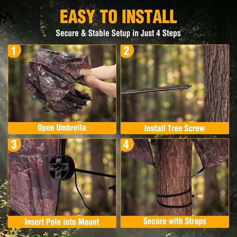 FLISSA 55" Tree Stand Umbrella, Camo Hunting Umbrella for Deer Stand in Kuwait