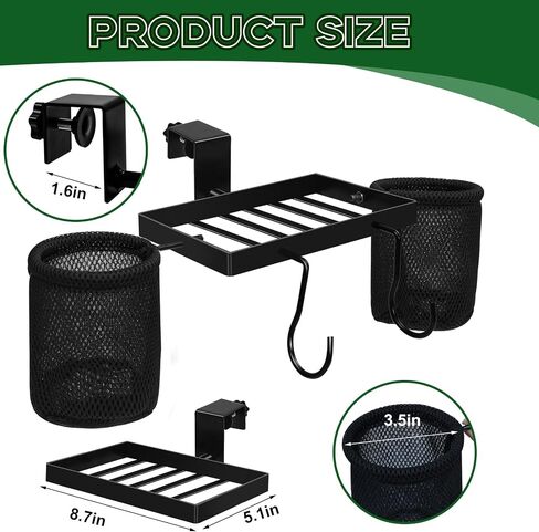 Metal Tree Stand Cup Holder Tray with Mesh Pouch for Hunting Gear in Kuwait