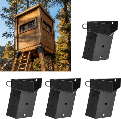 Deer Stand Brackets, 4x4 Powder Coated Steel Elevator Brackets for Outdoor Hunting Platform, Elevated Deer Blinds, Tower Stands, Box Blinds & Treehouse, 4 Pack Includes Mounting Accessories in Saudi Arabia