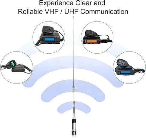 Dual Band Mobile Antenna 70cm 2meter VHF/UHF (144 / 430MHz) Stainless Steel Aerial PL-259 (UHF-Male) Connector for Repeater Ham Mobile Radio Transceiver in Kuwait