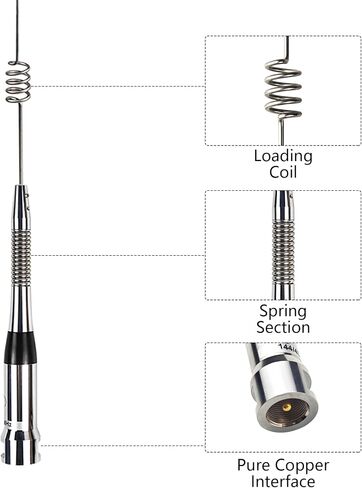 Dual Band Mobile Antenna 70cm 2meter VHF/UHF (144 / 430MHz) Stainless Steel Aerial PL-259 (UHF-Male) Connector for Repeater Ham Mobile Radio Transceiver in Kuwait