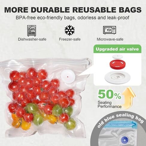 Compact Vacuum Sealer for Food: Visible Water Tank Handheld Vacuum Sealer with 15 Reusable Bags for Seal Meal Saver, Portable Food Sealer, Gifts for Mom, Wife, Chef in Kuwait