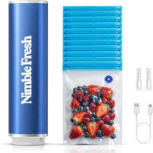 Portable Vacuum Sealer for Kitchen & 50kPa with 10 Seal Bags & Ideal for Sous Vide & Meal Prep in Kuwait