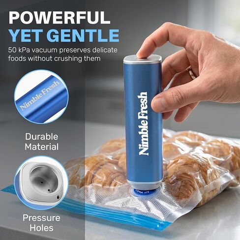 Portable Vacuum Sealer for Kitchen & 50kPa with 10 Seal Bags & Ideal for Sous Vide & Meal Prep in Kuwait