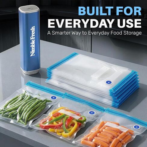 Portable Vacuum Sealer for Kitchen & 50kPa with 10 Seal Bags & Ideal for Sous Vide & Meal Prep in Kuwait