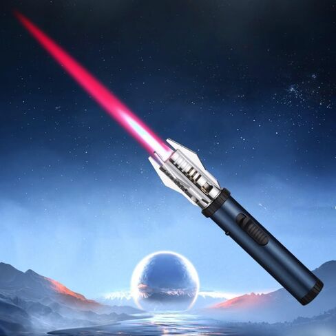 Torch Lighter, Red/Blue Flame Adjustable with Safety Lock, Bright Fire Lighter, Refillable Butane Gas Windproof Jet Flame Cool Lighter, for Candles Grill BBQ Fireplaces Camping Gift for Man in Kuwait