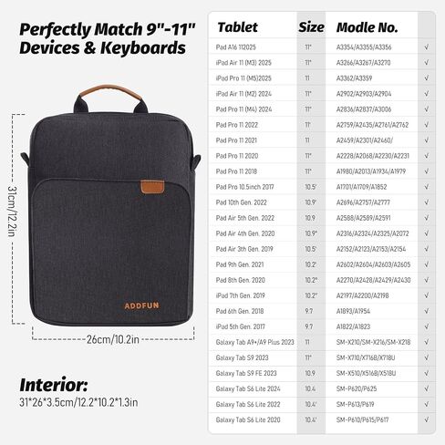9-11 Inch Tablet Sleeve iPad Sleeve Tablet Pouch with Shoulder Strap Fits iPad Pro/Air/A16 11‘’, iPad 10th 10.9,I-Pad 9/8/7th 10.2,iPadair 5/4th 10.9,I-Pad 9.7,Tab S8/S9 11", Laptop Bag in Saudi Arabia