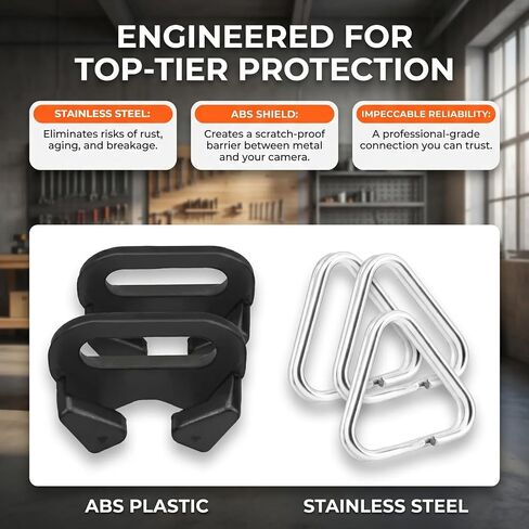 Camera Strap Hook Lug Ring with Cap（4Sets）, BERANMEY Stainless Steel Triangle Split Ring, for Belt Hook Lanyard Connection Hardware for Sony Canon Nikon Fujifilm in Kuwait