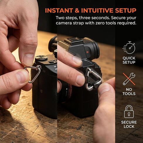 Camera Strap Hook Lug Ring with Cap（4Sets）, BERANMEY Stainless Steel Triangle Split Ring, for Belt Hook Lanyard Connection Hardware for Sony Canon Nikon Fujifilm in Kuwait