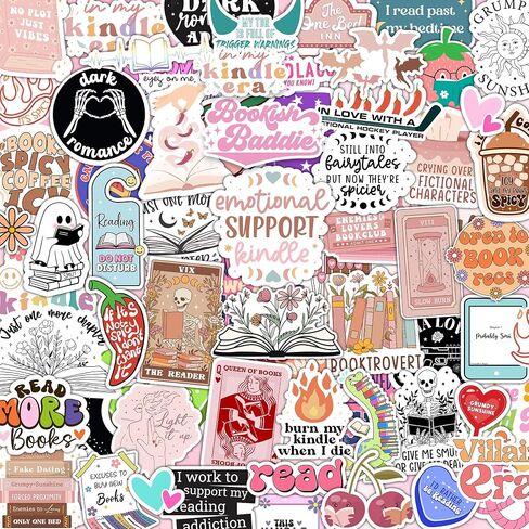 120 PCS Smut Romance Book Stickers for Kindle by Puraesla, Holographic Bookish Sticker Pack for Readers Adult Spicy Booktok Vinyl Decals for Laptop IPAD Reader Water Bottle Girls Waterproof in Kuwait