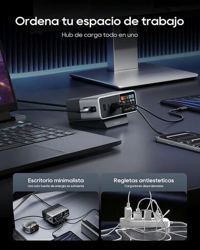 CUKTECH 30 Ultra Desktop Charging Station, 300W Max DC and 140W USB C Charger, 5-Port Fast GaN Charger, Compatible with iPhone, Galaxy, MacBook, Razer, Dell for Home Office, Gaming Desk Accessories in Kuwait