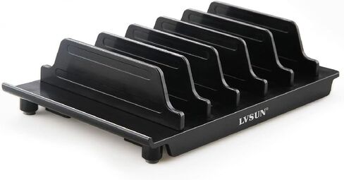 Adjustable Phone Stand Holder Dock Mobile Phone Tablet Organizer Multi Device Universal Desktop Stand Rack for iPhone Samsung Kindle Fire Tablet and Most Electronics Devices-No Charging Port (S-Black) in Kuwait