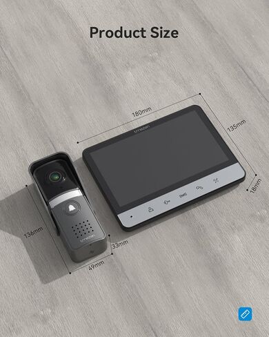 TMEZON Wired Video Intercom System,7 Inches Video Doorbell Camera with Monitor, Wired Video Door Phone Support Unlock, Monitoring, Intercom for Villa Home Office Apartment 500TVL(NTSC US Standard) in Kuwait