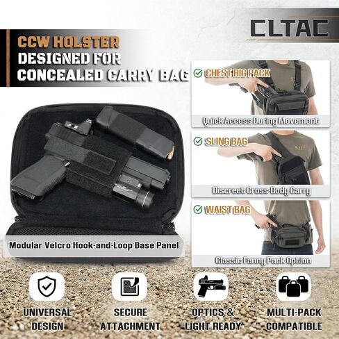 Gun Holster with Mag Holder for Concealed Carry - CCW Concealed Carry Holster for Men and Women - Pistol Holster with Magazine Holder for Fanny Bag, Chest Pack, Backpack in Kuwait
