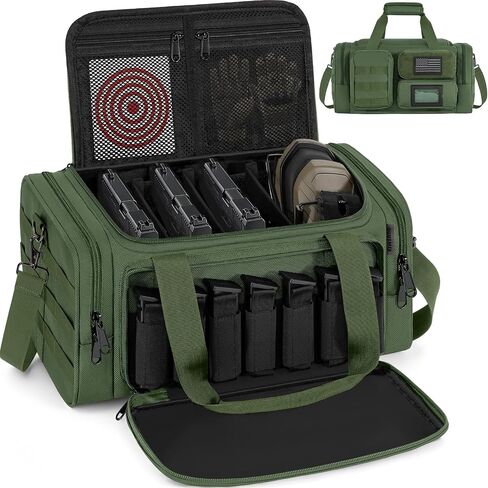 Tactical Pistol Range Bag, Gun Range Bag for Handguns, Shooting Duffle Range Pistol Bag with Magazine Slots, Extra Pockets for Ammo and Essentials in Saudi Arabia