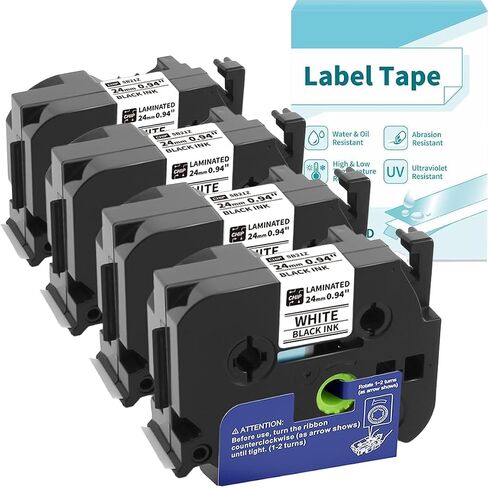 P780BT Label Maker Tape TZe-251 24mm 0.94 Laminated White Tape TZe Tz, 4PK in Kuwait