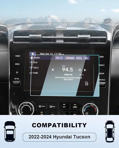 BIXUAN Tempered Glass Screen Protector for 2022-2024 Hyundai Tucson Essentail/N-Line/SE/SEL/XRT and Santa Cruz Preferred/SE/SEL Accessories Navigation 8 Inch Touch Screen Protection in Kuwait