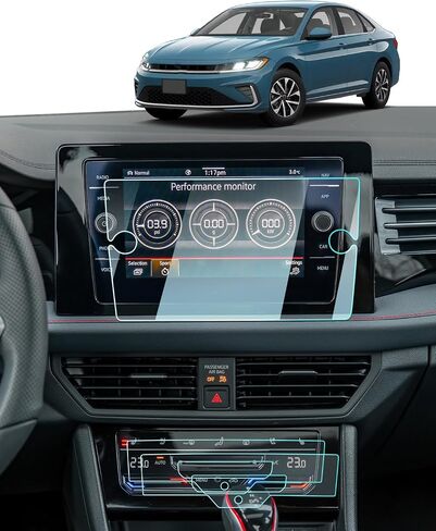 (3PCS)2025-2026 Jetta Screen Protector For VW Jetta (S/Sport/SE/SEL/GLI/GLI Autobahn) 8Inch Navigation + AC*2 Touchscreen, 2025 2026 Jetta Accessories Navigation 9H Tempered Glass Anti-Fingerprints HD in Kuwait