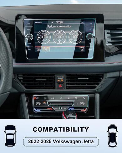 (3PCS)2025-2026 Jetta Screen Protector For VW Jetta (S/Sport/SE/SEL/GLI/GLI Autobahn) 8Inch Navigation + AC*2 Touchscreen, 2025 2026 Jetta Accessories Navigation 9H Tempered Glass Anti-Fingerprints HD in Kuwait