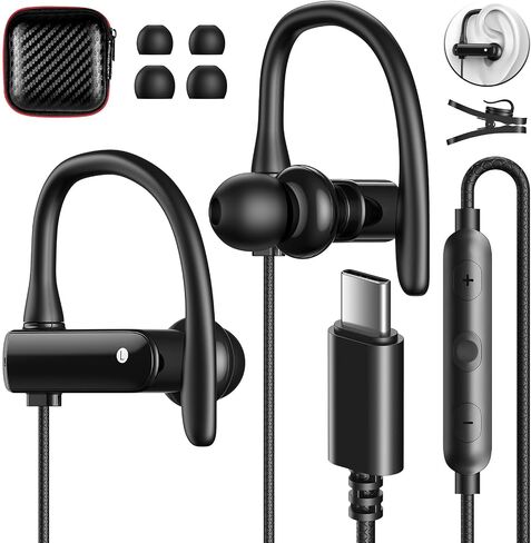 ASKUBSKU USB C Headphones Over Ear Hook for iPhone 17 16 15 Pro Max Plus in Kuwait
