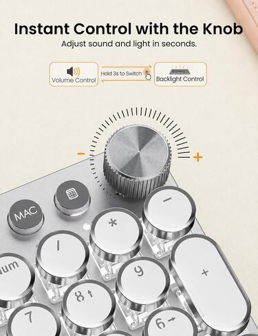 Wireless Mechanical Keyboard and Mouse Combo, 104-Key, Round Keys, Silver in Kuwait