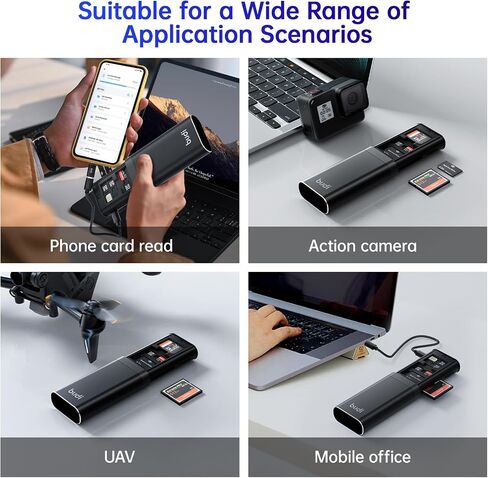 BUDI Multifunctional SD Card Reader, SD/TF/Micro SD/CF/MS/M2 7-in-1 5Gbps High-Speed Memory Card Reader USB 3.0 Type-C Interface Carrying Case Holder for Cameras, Smartphones, Drones, Action Cameras in Kuwait