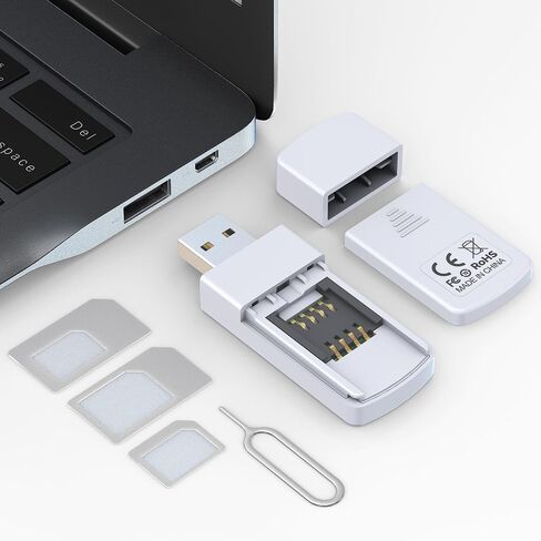 USB SIM Card Reader - Sim Card Adapter Kit with Eject Pin - Micro/Nano/Standard Sim Card Readers - USB to Sim Card Adapter Edit and Read Messages/Contacts - SIM Adapters for Laptops Computer Windows in Kuwait