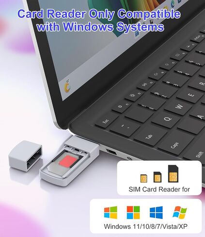 USB SIM Card Reader - Sim Card Adapter Kit with Eject Pin - Micro/Nano/Standard Sim Card Readers - USB to Sim Card Adapter Edit and Read Messages/Contacts - SIM Adapters for Laptops Computer Windows in Kuwait