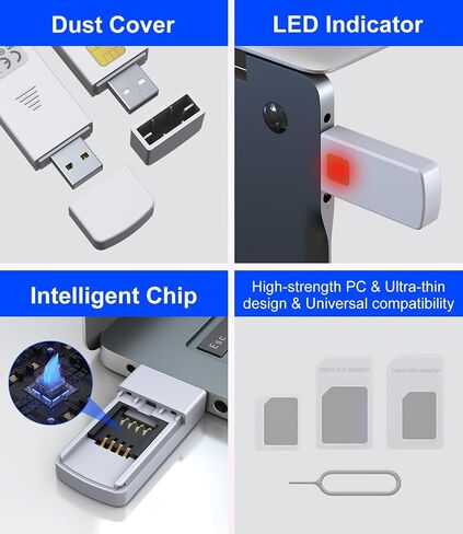 USB SIM Card Reader - Sim Card Adapter Kit with Eject Pin - Micro/Nano/Standard Sim Card Readers - USB to Sim Card Adapter Edit and Read Messages/Contacts - SIM Adapters for Laptops Computer Windows in Kuwait