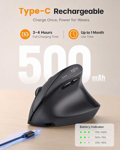 INPHIC X9 Pro Ergonomic Wireless Mouse 12800DPI Rechargeable Vertical Mouse in Kuwait