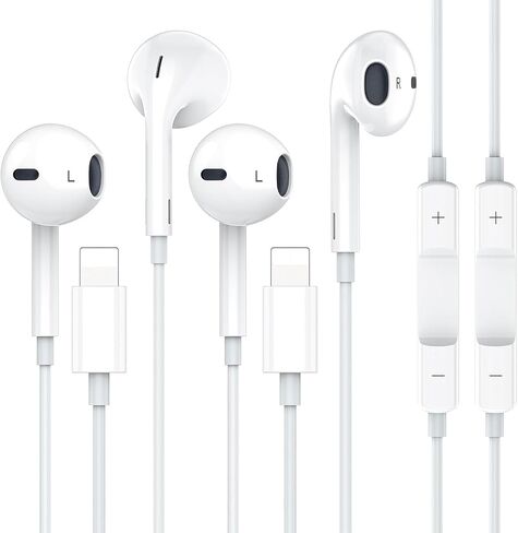 2 Pack Lightning Earbuds for iPhone, Mic, Volume Control, Noise Reducing in Kuwait