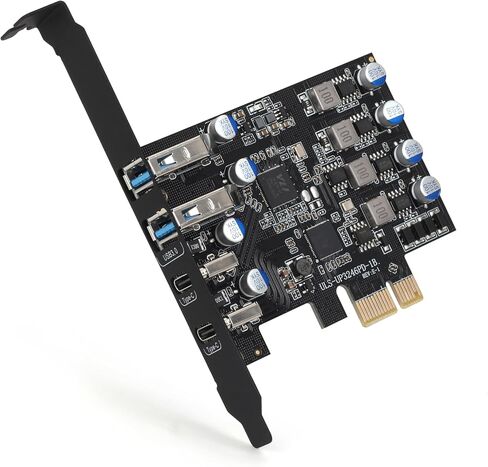 PCIe USB 3.0 Card, 2X USB C + 2X USB A PCI Express Expansion Card for Desktop PC, 25W Fast Charging Type-C Ports, No External Power Needed, Not for Video/Thunderbolt/Meta Quest in Kuwait