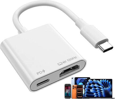 USB C to HDMI 4K@120Hz TV Adapter with 100W PD Fast Charging for iPhone 17 in Kuwait