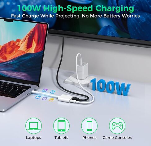 USB C to HDMI 4K@120Hz TV Adapter with 100W PD Fast Charging for iPhone 17 in Kuwait